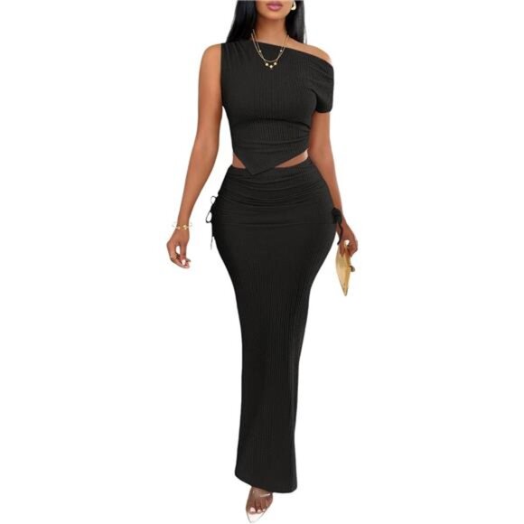 2 Piece Skirt Sets for Women Black - Picture 1 of 6